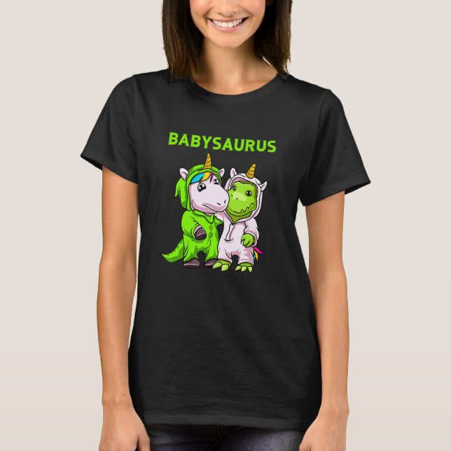 T-shirt Babysaurus Père Avec Fils Bébé Ou Fille Partenaire (Devant)