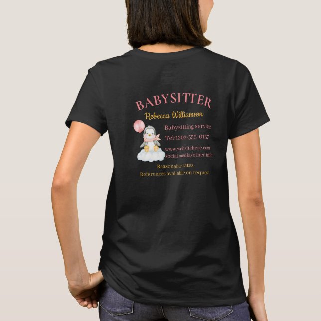 T-shirt Babysitter Cute Penguin Business (Dos)