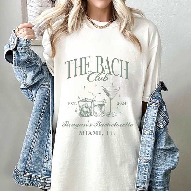 T-shirt Bach Club Personnalisé Bachelorette Retro Cocktail (Créateur téléchargé)