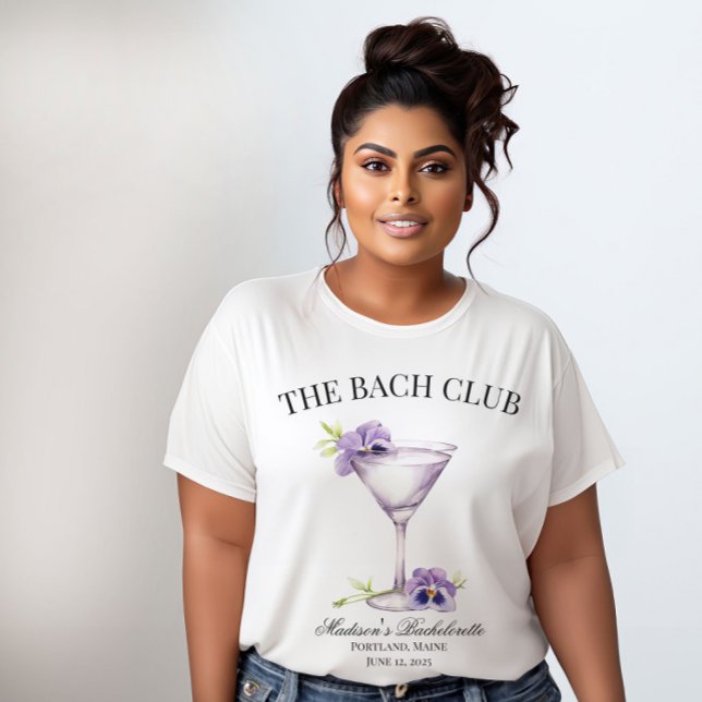 T-shirt Bach Club Purple Cocktail Girls Trip Personnalisab (The Bach Club Violet Martini T-shirt.)