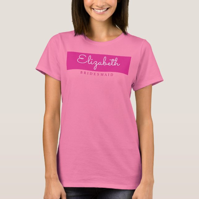 T-shirt Bachelorette Bridesmaid Womens Modern rose Nom (Devant)