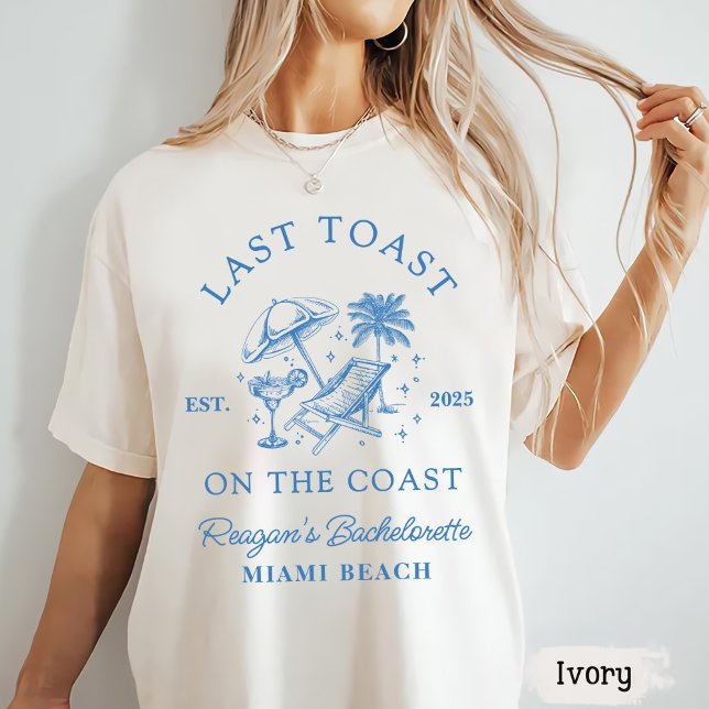 T-shirt Bachelorette Côtière Moderne Cocktail Party Blue (Créateur téléchargé)