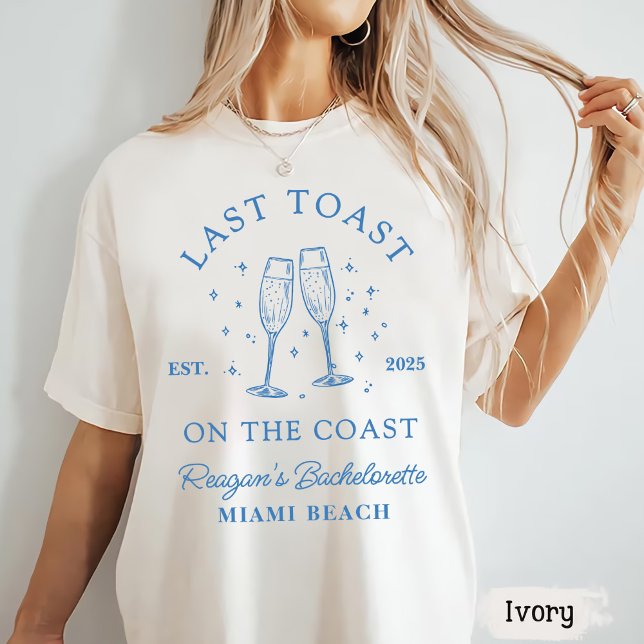 T-shirt Bachelorette Côtière Moderne Cocktail Party Blue (Créateur téléchargé)