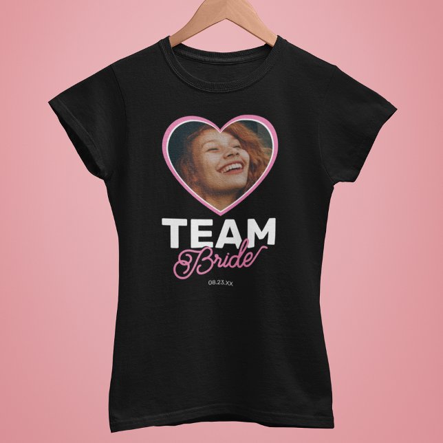 T-shirt Bachelorette moderne Team Bride Heart Photo (Créateur téléchargé)