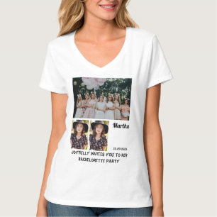 T-shirt Bachelorette Party personnalisée 3 Photo Collage T