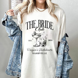 T-shirt Bachelorette Party Retro Cocktail Black Bride