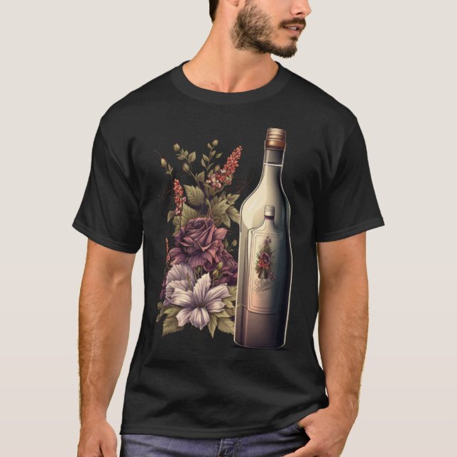 T-shirt Bachelorette Party Wine Bridal Flowers Bride Bride (Devant)
