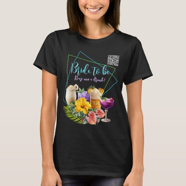 T-shirt Bachelorette Tropical Boissons Code QR (Devant)