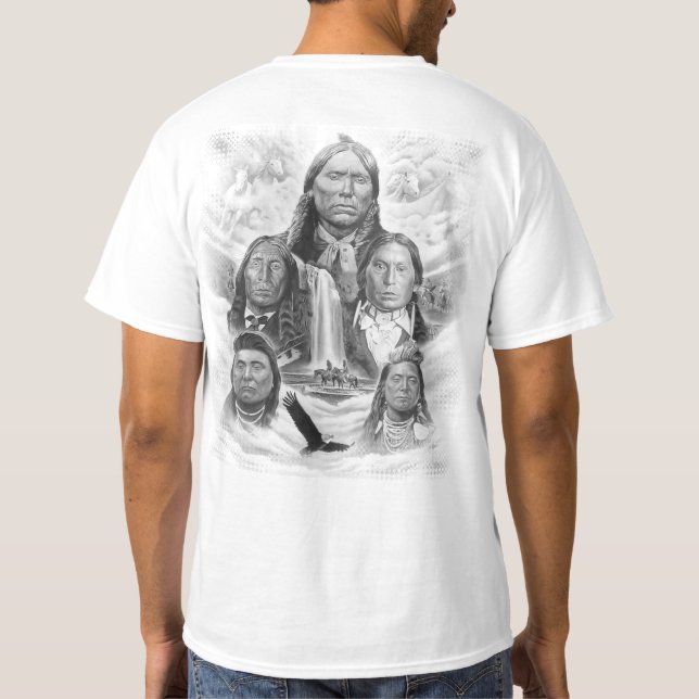 T-shirt Back Print Indian Chiefs Native Americans Mens (Dos)