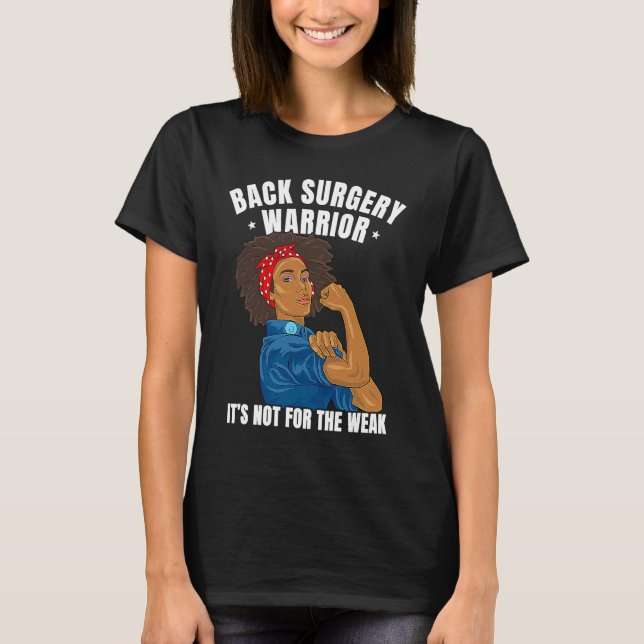T-shirt Back Surgery Warrior African American Women Black  (Devant)
