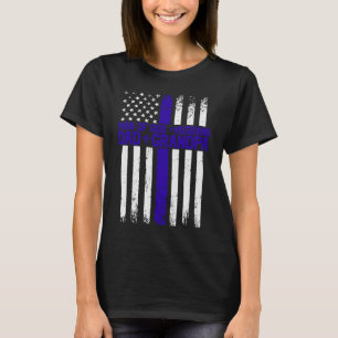 T-shirt Back The Blue American Flag Man Of God Husband Dad
