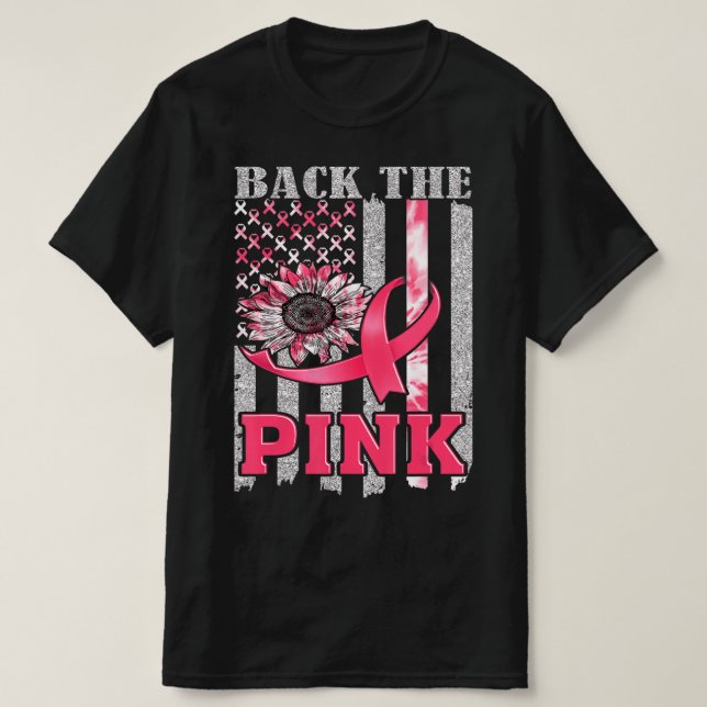 T-shirt Back The Pink Ribbon Flag Breast Cancer Awareness  (Design devant)