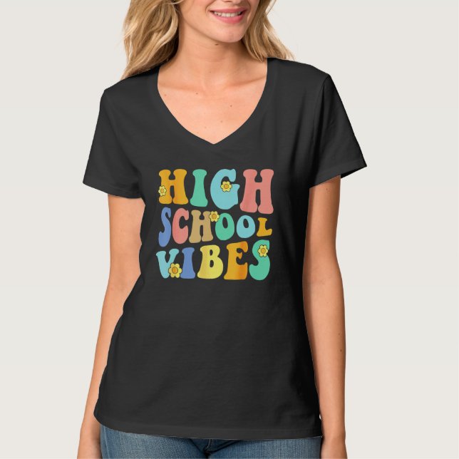 T-shirt Back To High School Vibes Team Retro Groovy Studen (Devant)
