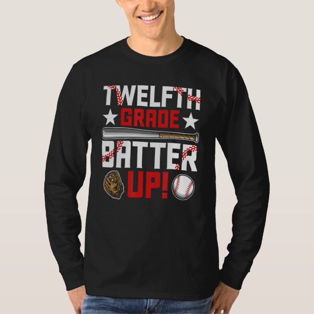 T-shirt Back To School 12th Grade Baseball First Day (Devant)
