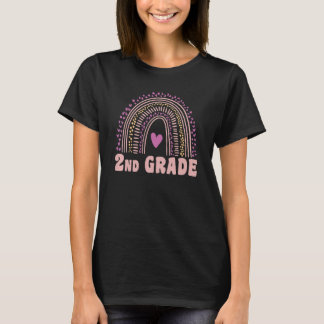 T-shirt Back to School 2nd Grade Teacher Rainbow Hearts