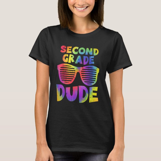 T-shirt Back To School 2nd Second Grade Dude Tie Dye Sungl (Devant)