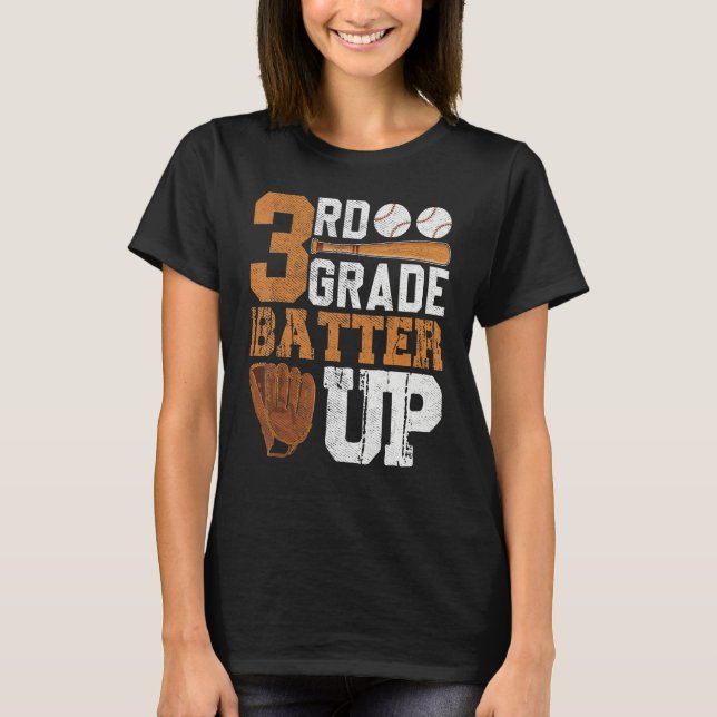 T-shirt Back To School 3rd Grade Students Baseball Batter (Devant)