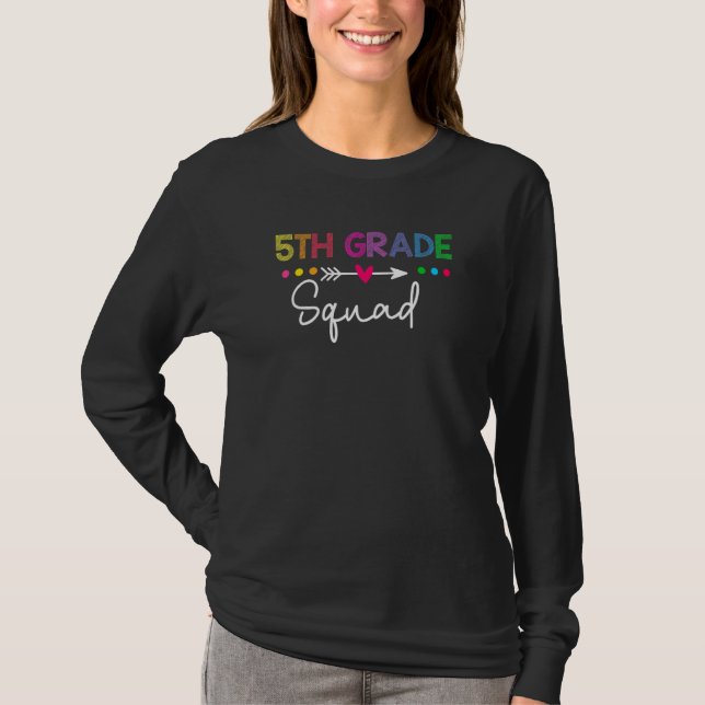 T-shirt Back To School 5th Grade Squad Fifth Teacher Stude (Devant)