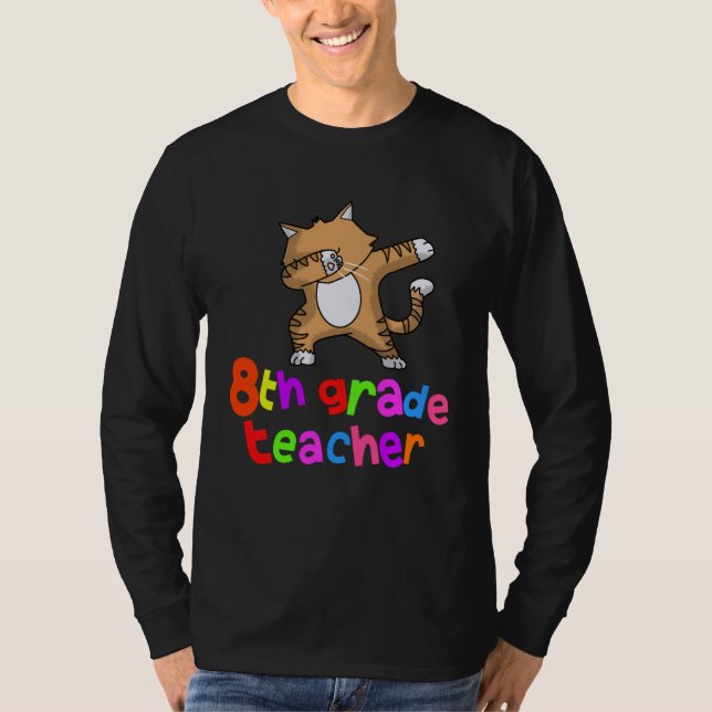 T-shirt Back to School  8th Grade Teacher Dabbing Cat Dab (Devant)