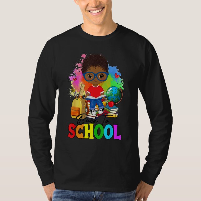 T-shirt Back To School Afro Boy & Backpack 1st Day Of Scho (Devant)