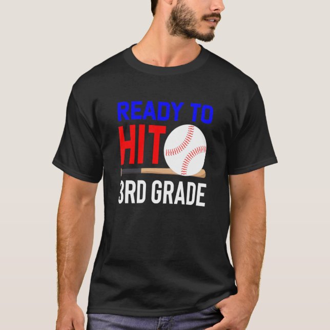 T-shirt Back To School Baseball Ready To Hit 3rd Grade Stu (Devant)