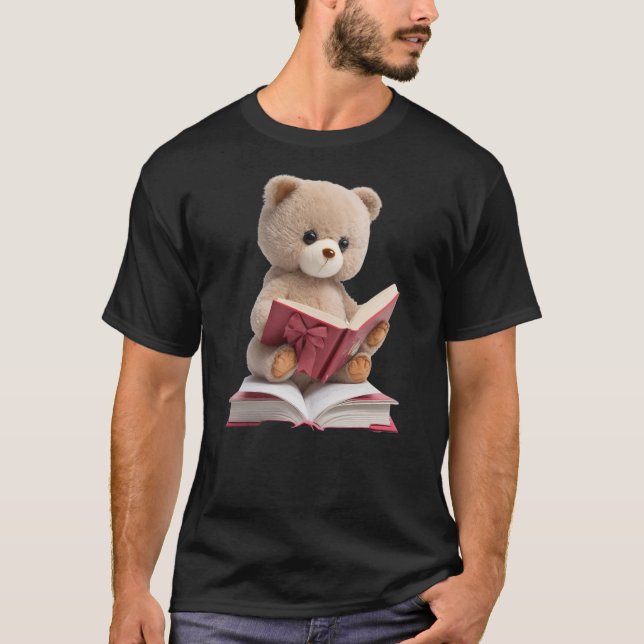 T-shirt Back to School Cute Teddy Bear Reading Book Kids F (Devant)