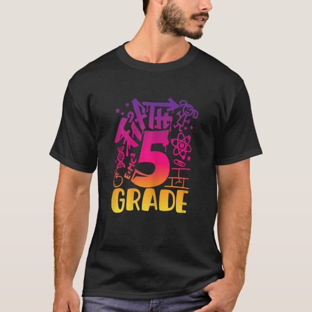 T-shirt Back To School Fifth 5th Grade Teacher Girls Graff (Devant)