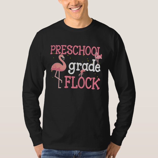 T-shirt Back to School Flamingo Preschool Boys Girls (Devant)