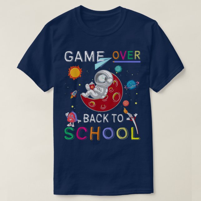 T-shirt Back to School Funny Game Over Teacher Student Ast (Design devant)