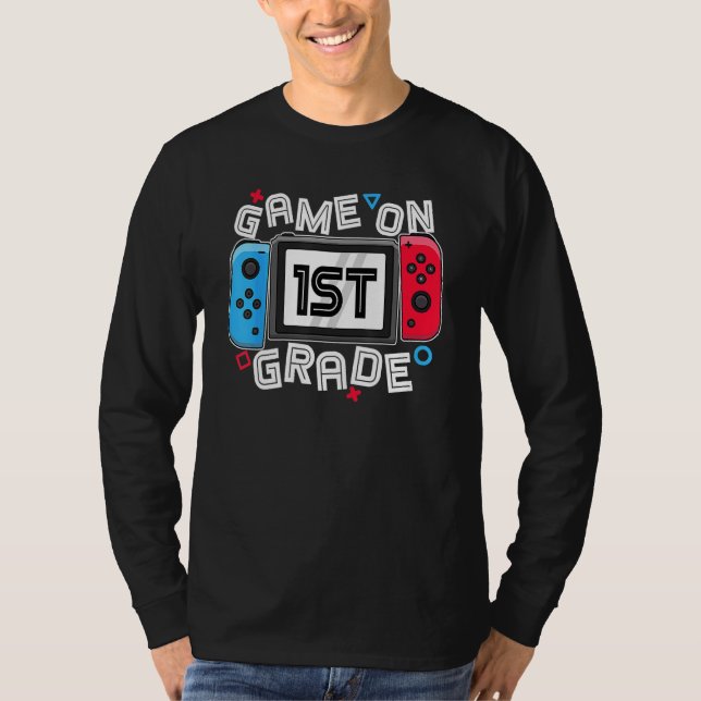 T-shirt Back To School Game On 1st Grade Funny Gamer Kids  (Devant)