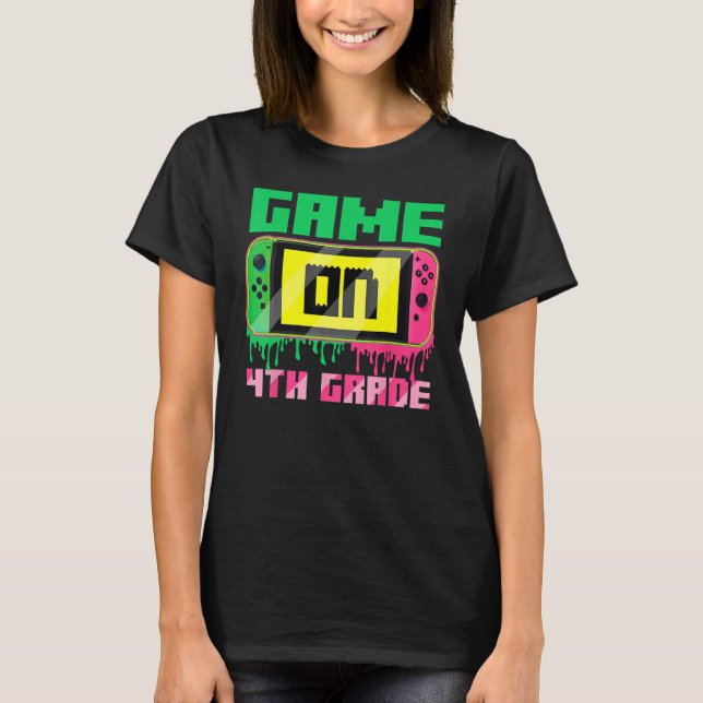 T-shirt Back To School Game On 4th Grade Video Gamer Fourt (Devant)