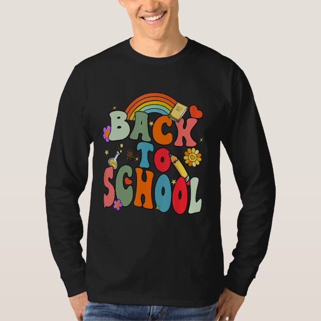 T-shirt Back To School Happy First Day Of School Groovy Te (Devant)