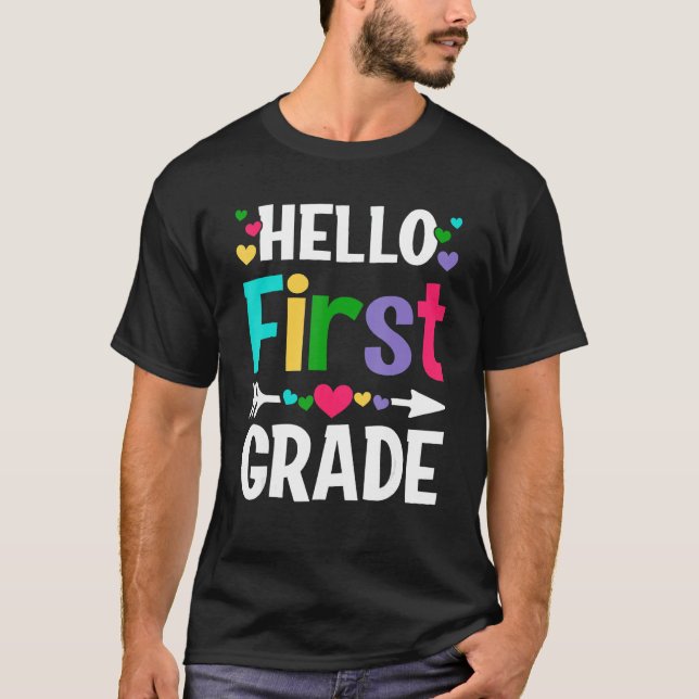 T-shirt Back To School Hello 1st Grade First Day Teacher S (Devant)