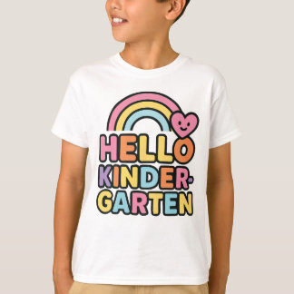 T-shirt Back to School Hello Kindergarten Teacher Kids