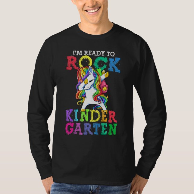 T-shirt Back To School I m Ready To Rock Kindergarten Unic (Devant)