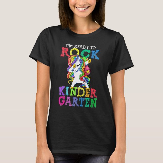 T-shirt Back To School I m Ready To Rock Kindergarten Unic (Devant)