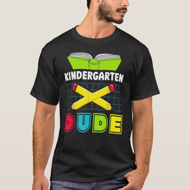 T-shirt Back To School Kindergarten Dude Pencil Boys Kids (Devant)