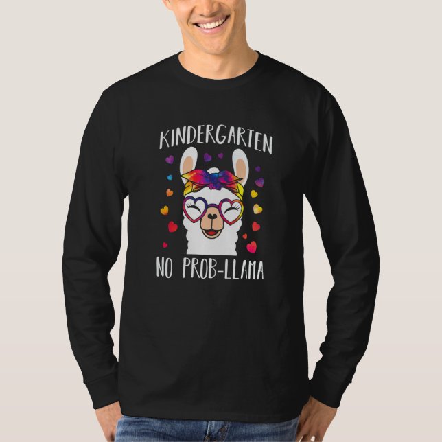 T-shirt Back To School Kindergarten No Prob Llama Teacher  (Devant)