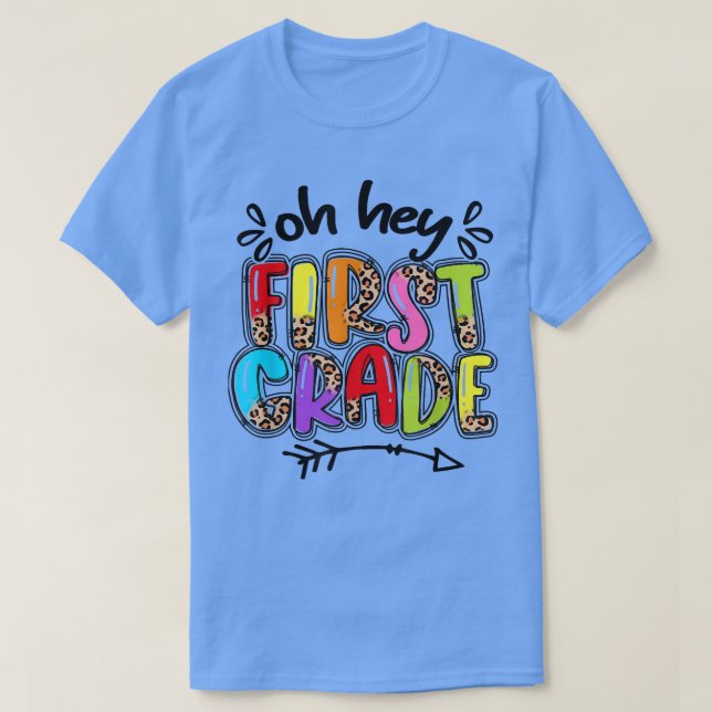 T-shirt Back To School Leopard 1st Grade Squad First Grade (Design devant)
