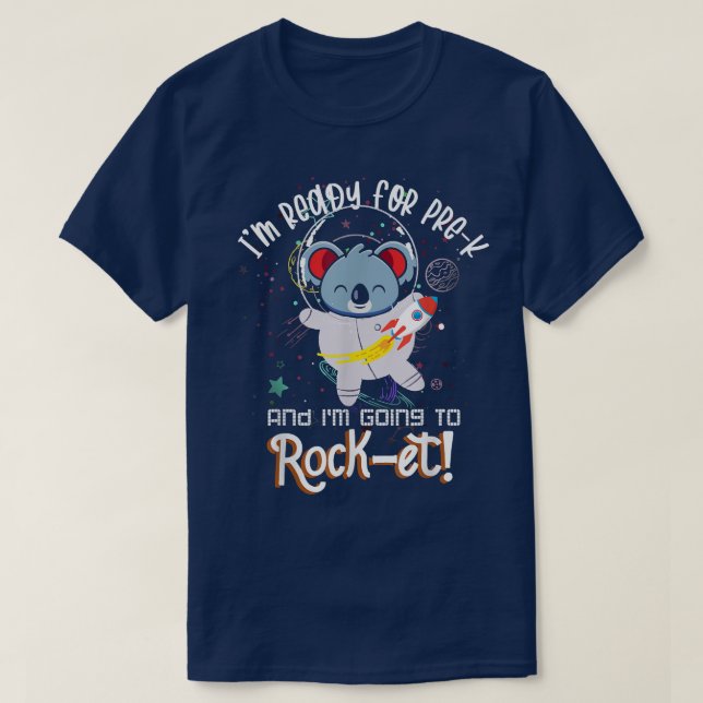 T-shirt Back To School PreK Space Rocket Astronaut Koala L (Design devant)
