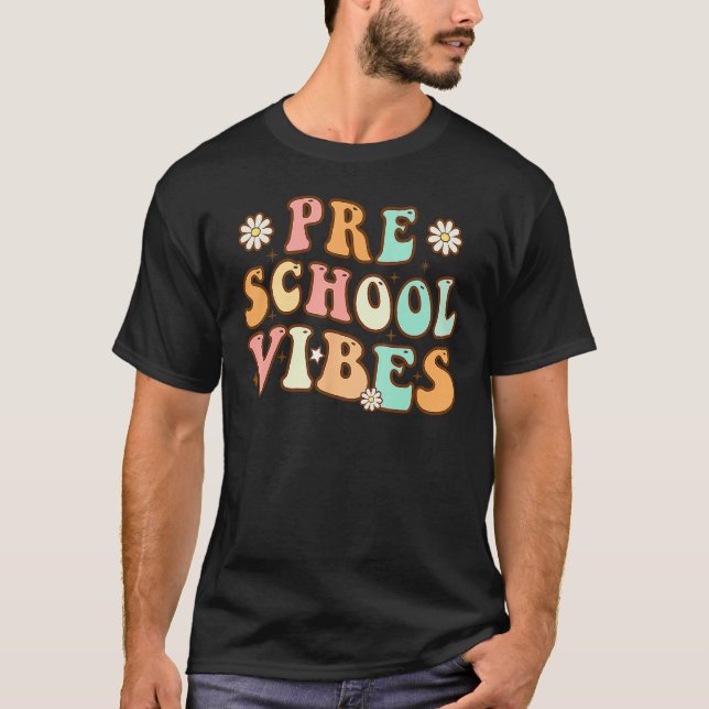 T-shirt Back To School Preschool Vibes Retro Teacher Nurse (Devant)