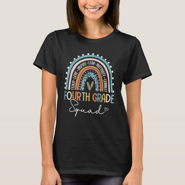 T-shirt Back To School Rainbow 4th Fourth Grade Squad For  (Devant)