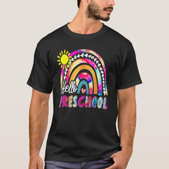 T-shirt Back To School Rainbow Boho Tie Dye Teacher Hello  (Devant)