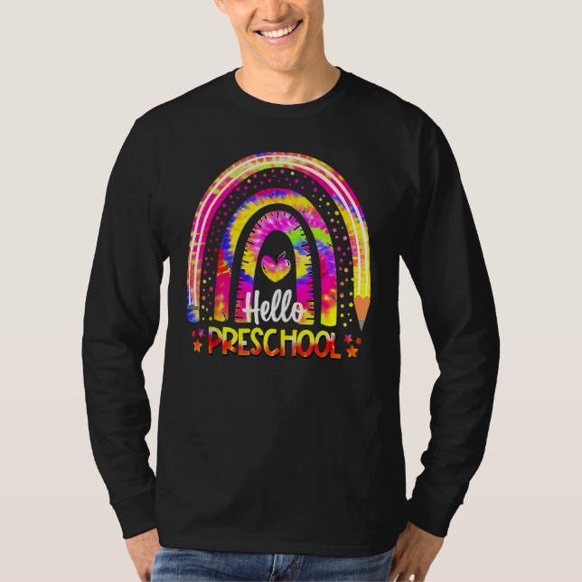 T-shirt Back To School Rainbow Boho Tie Dye Teacher Hello  (Devant)