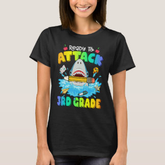 T-shirt Back To School Ready To Attack 3rd Grade Shark Boy