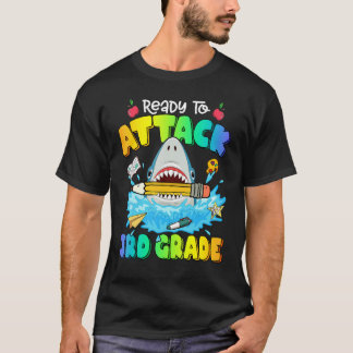 T-shirt Back To School Ready To Attack 3rd Grade Shark Boy