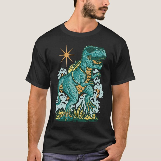 T-shirt Back To School rex Dinosaur For Boys Girls (Devant)