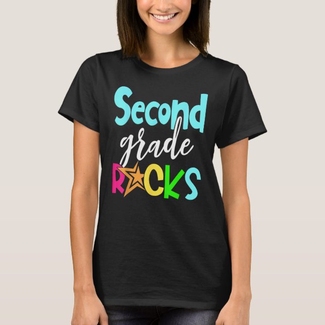 T-shirt Back To School Second 2nd Grade Rocks Boys Girls K (Devant)