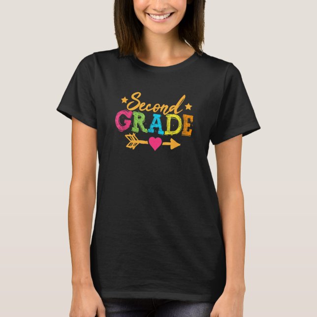 T-shirt Back To School Second Grade Girls Boys Teacher Tea (Devant)