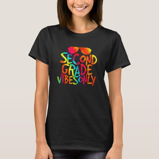 T-shirt Back To School Second Grade Vibes Only Cool (Devant)
